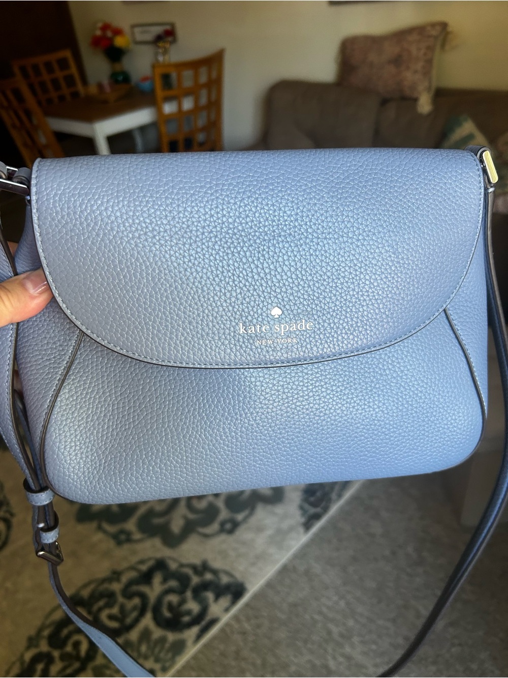 kate spade Thunderstorm Blue Pebbled Leather Crossbody